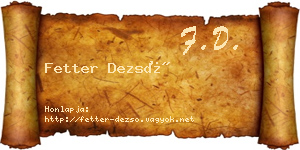 Fetter Dezső névjegykártya